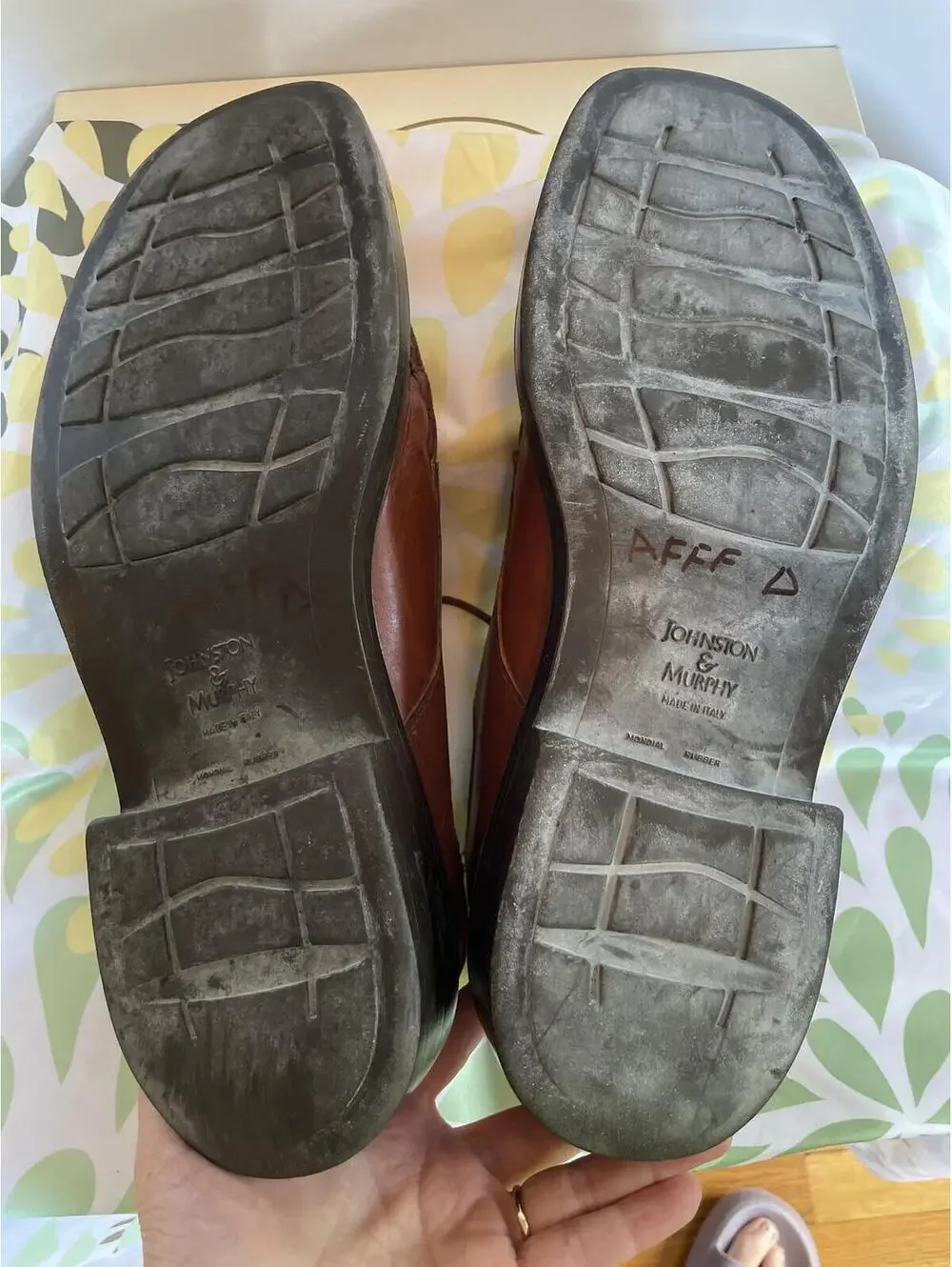 Johnston & Murphy Men's Brown Italian Leather Oxford US 11 Square Toe